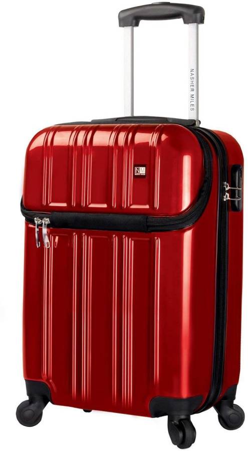 Small Cabin Luggage (56 cm) - New York 4 Wheel 56cm / 22" ABS & PC Hard Sided Cabin Luggage - Trolley/Travel/Tourist Bag Red - Red