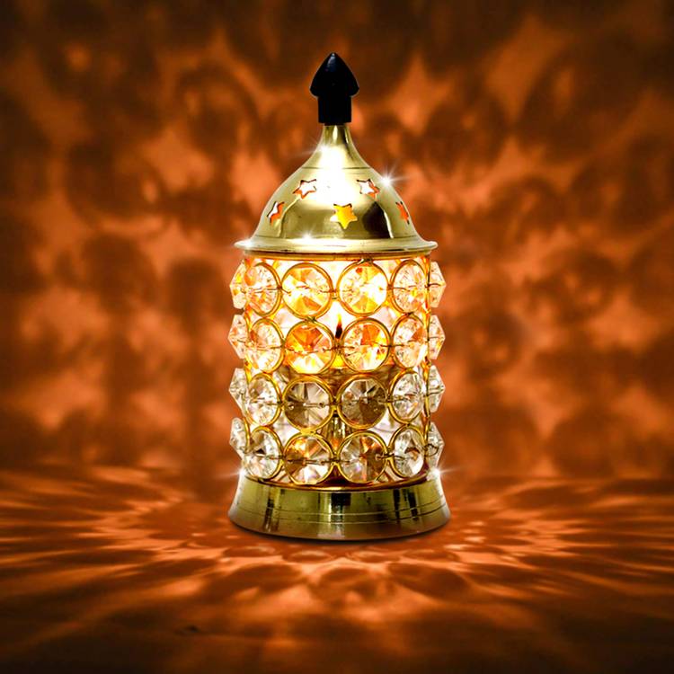 Shubhkart Crystal Deep Small Brass Table Diya