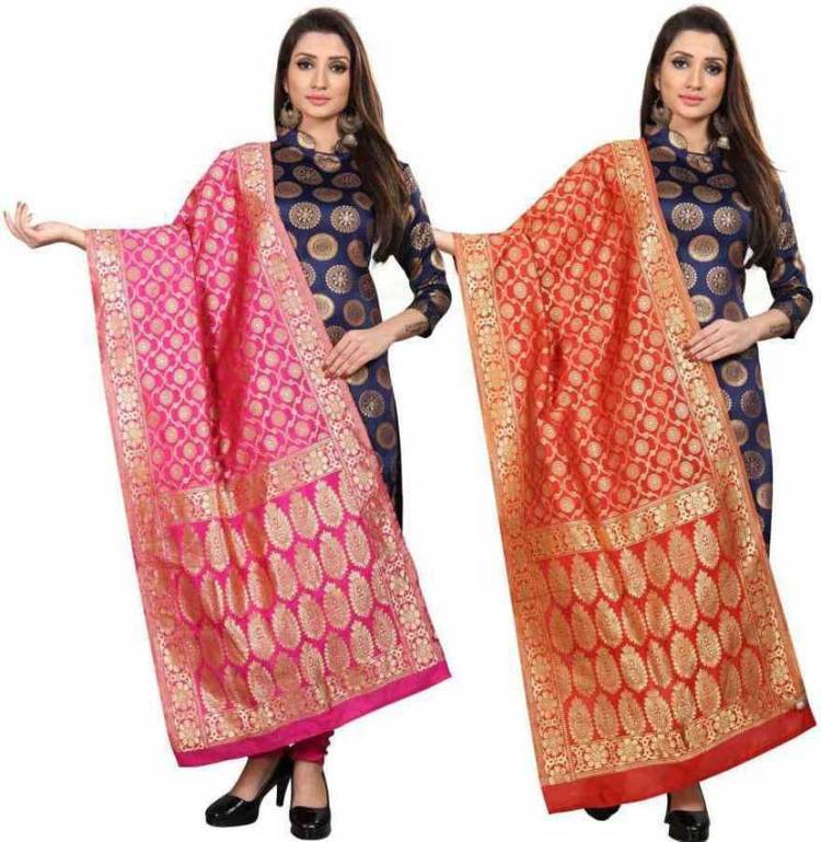 Jacquard Woven Red, Pink Women Dupatta