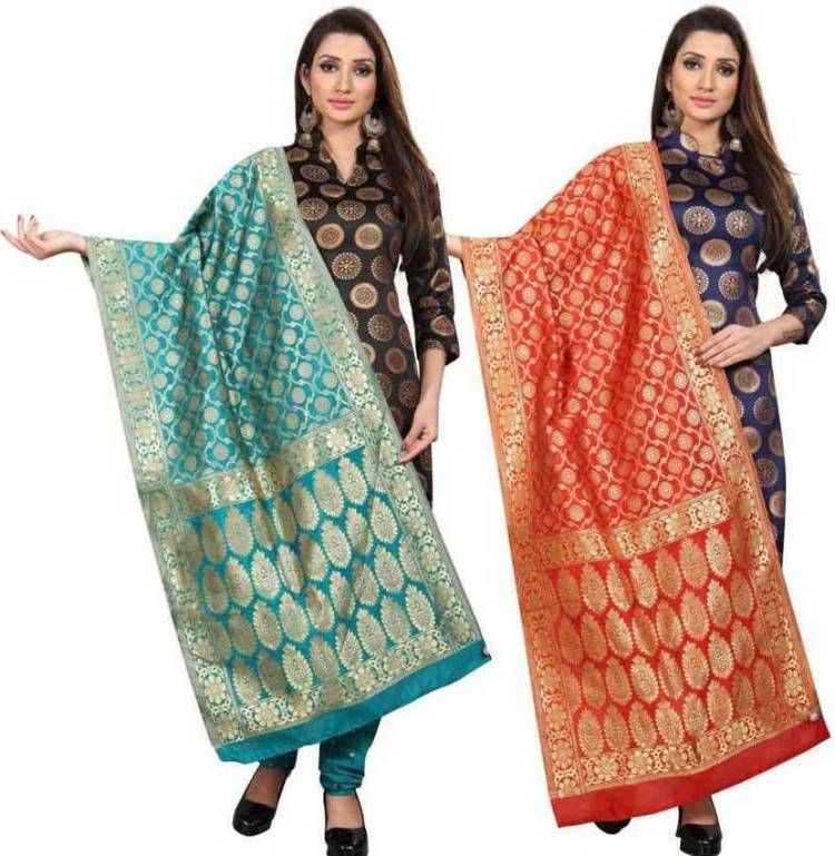 Jacquard Woven Red, Green Women Dupatta