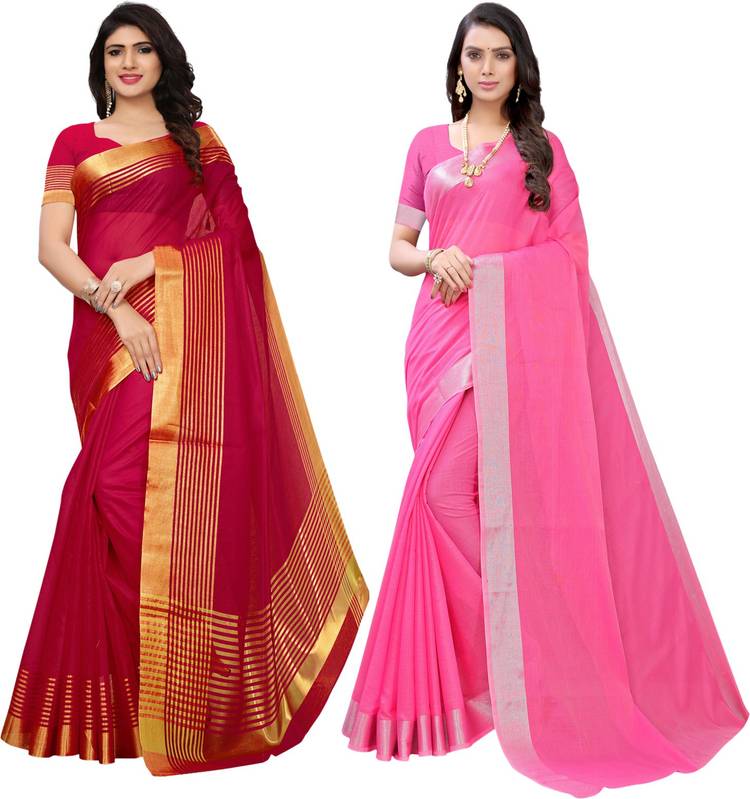 Woven, Striped, Embellished Kota Doria Cotton Silk Saree