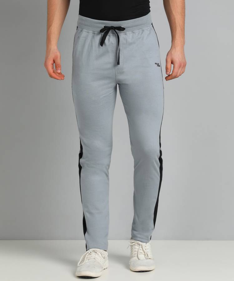 Color Block Men Grey Track Pants