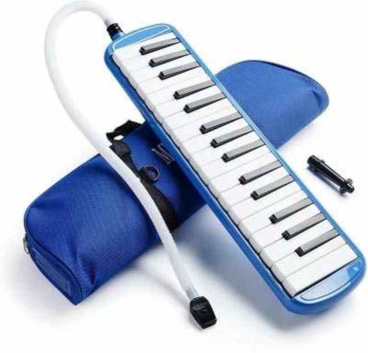 CrazyBuy 32 Key Blow Piano (Pianica) Portable with Carrying Bag, Short and Long Mouthpieces for Beginners Kids Gift (Blue)