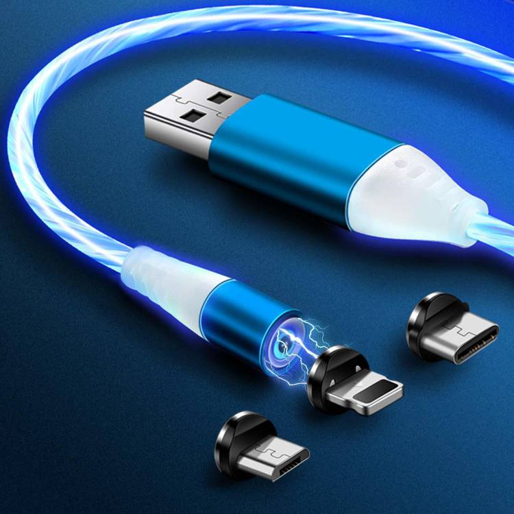HelloX 1M Glowing Cable Mobile Phone Charging Cables Micro USB Type C Charger LED Magnetic Cable Type C Micro USB Magnetic Charging Cable For All Android And ISO 1 m Magnetic Charging Cable