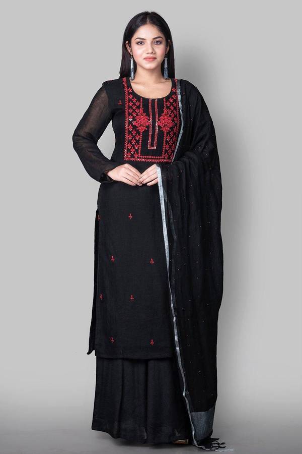 Linen Embroidered Salwar Suit Material