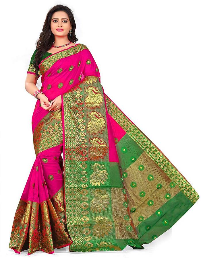 Self Design Banarasi Cotton Blend, Silk Blend Saree