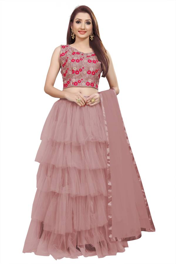 Embroidered Semi Stitched Lehenga Choli Price in India