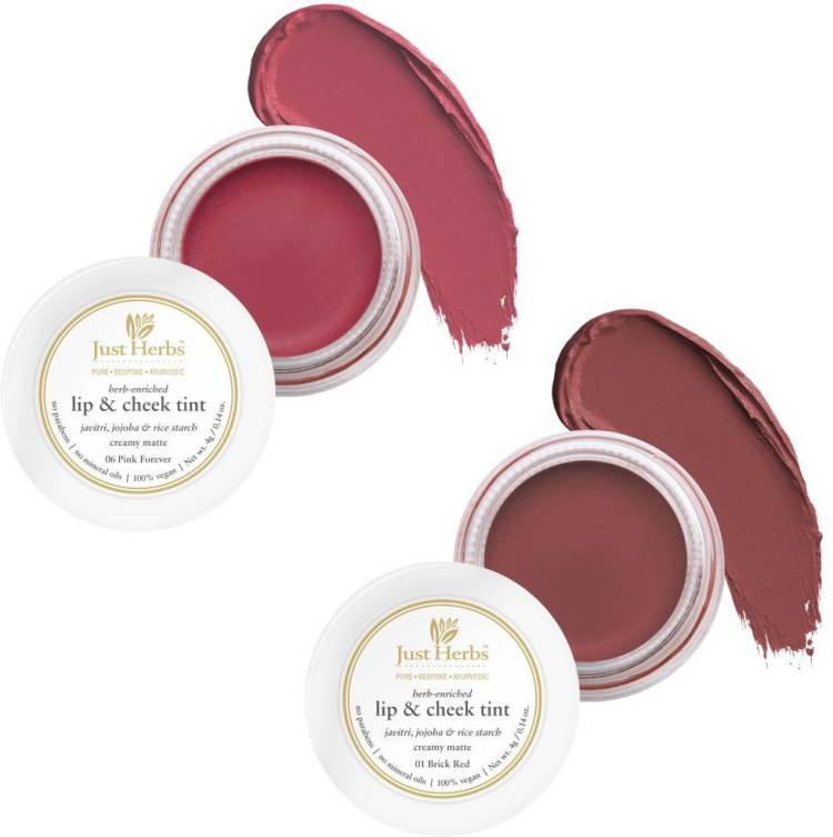 Just Herbs Lip and Cheek Tint ( pack of 2) : Must Haves - Pink Forever & Brick Red Lip Stain Price in India