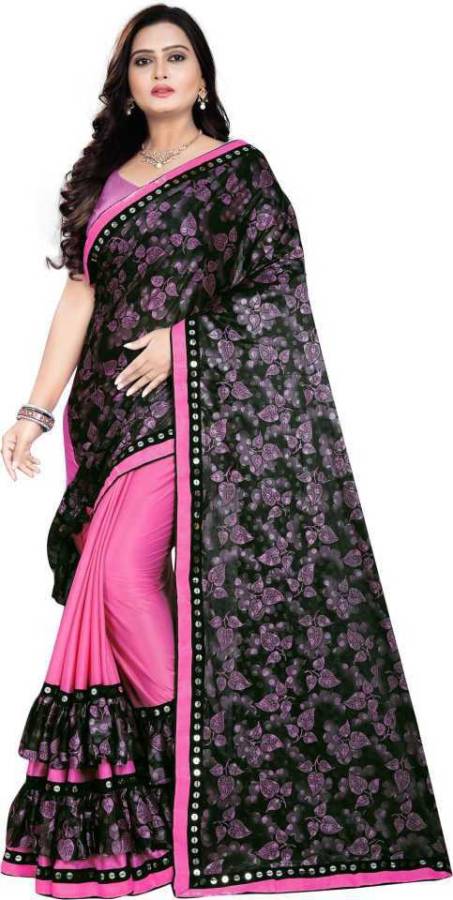 Embroidered Bollywood Lycra Blend Saree Price in India