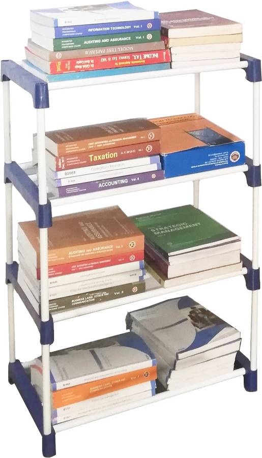 CMerchants Multi Organiser BLue-4 Book Shelf Metal Open Book Shelf