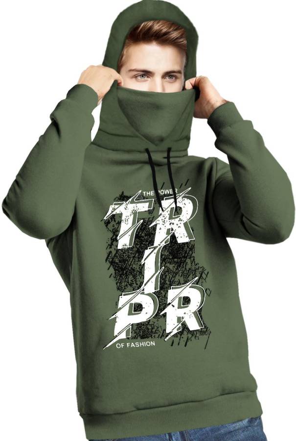 Printed Men Hooded Neck Dark Green T-Shirt Price in India