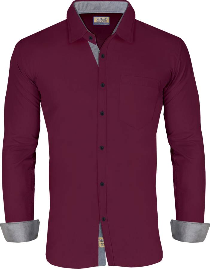 Men Slim Fit Solid Button Down Collar Casual Shirt Price in India