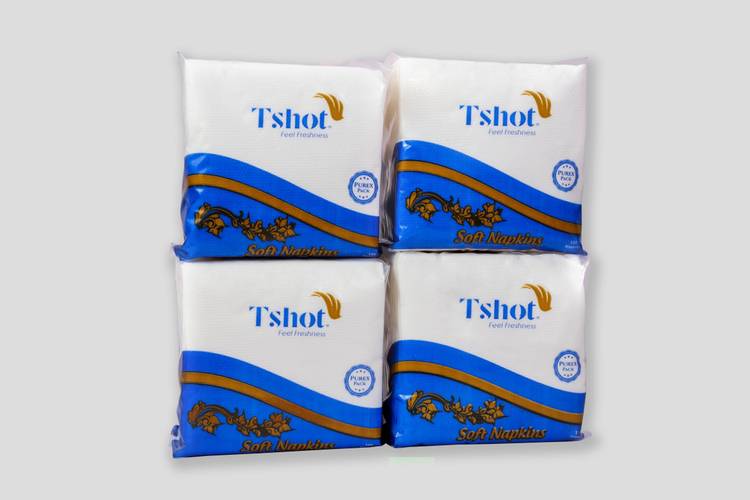 Tshot Paper Napkin 400 Soft Tissue Paper (Premium Quality) ( Pack OF 4) White Napkins