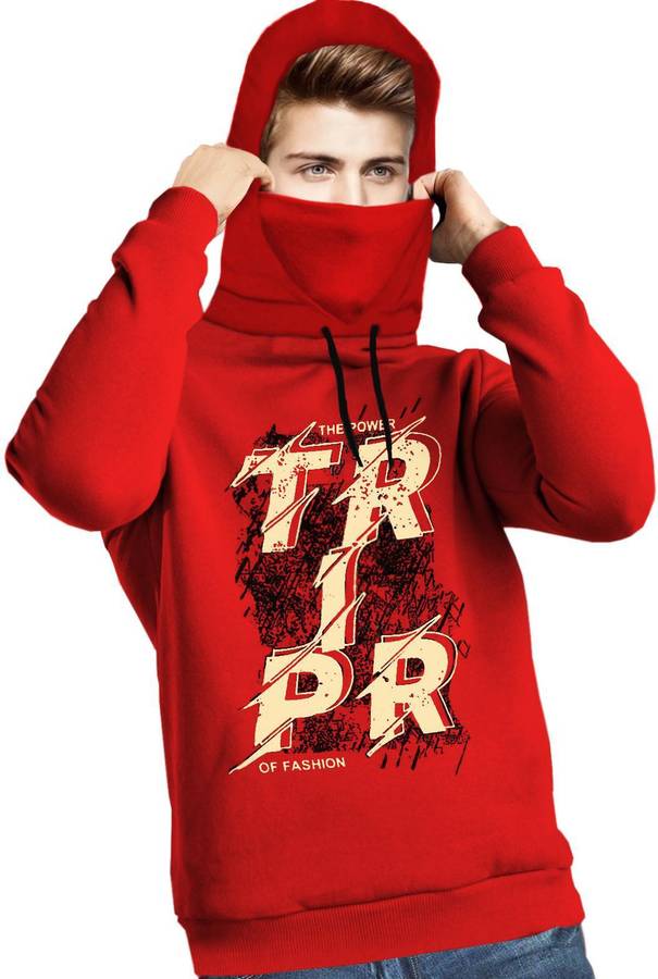 Printed Men Hooded Neck Red T-Shirt Price in India