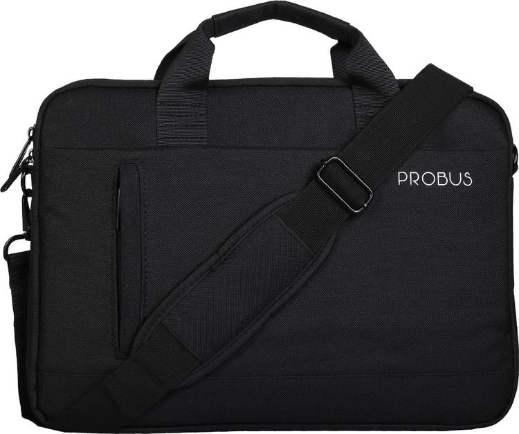 Probus 15.6 Inch Canvas Laptop Bag With Shoulder Strap - Black Laptop Sleeve/Cover