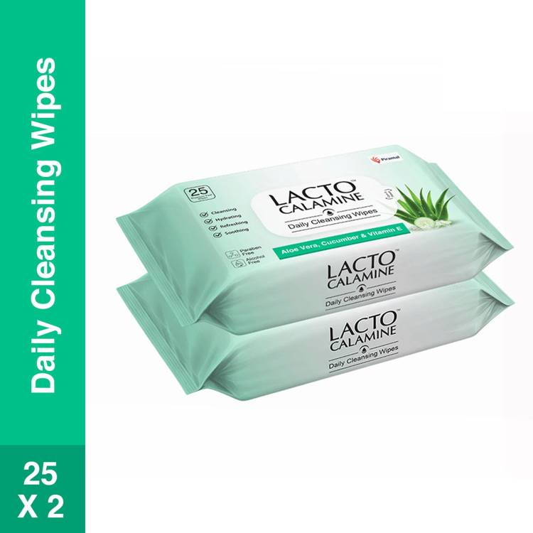 Lacto Calamine Daily Cleansing wipe with Aloe, Cucumber, Vitamin E, Paraben & Alcohol Free Makeup Remover Price in India