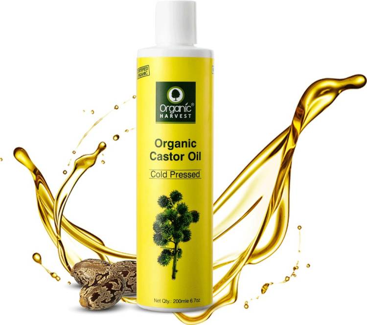 Organic Harvest Cold Pressed Castor Oil, For Moisturizing Skin, Hair & Nail Growth, Eyelash Thickening, 100% Pure, 100% Organic, Sulphate And Paraben Free – 200 ml Hair Oil Price in India