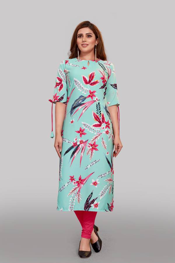 Women Printed Pure Crepe Straight Kurta