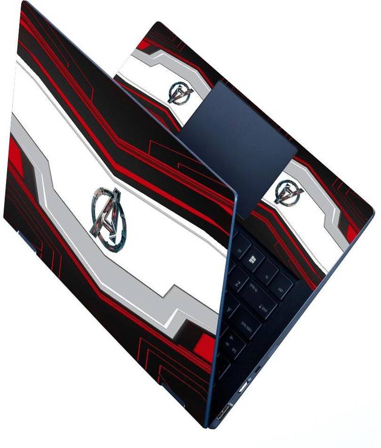 dzazner HD Printed Full Panel Laptop Skin Sticker Vinyl Fits Size Upto 15.6 inches No Residue, Bubble Free - A Shield Red Black Abstract Stretchable Vinyl Laptop Decal 15.6