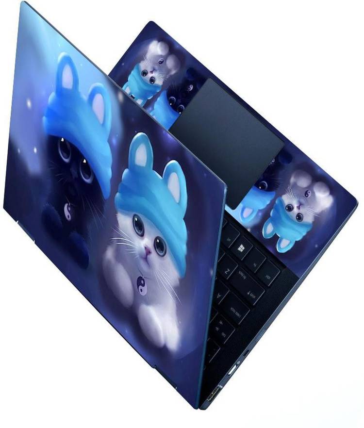 dzazner HD Printed Full Panel Laptop Skin Sticker Vinyl Fits Size Upto 15.6 inches No Residue, Bubble Free - Ying Yang Cats Stretchable Vinyl Laptop Decal 15.6