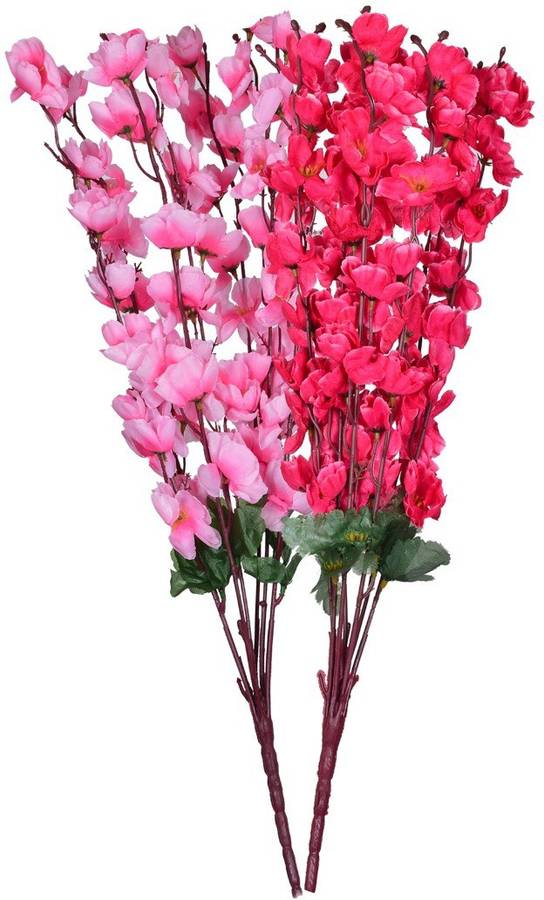 Ryme Combo Of Baby Pink And Dark Pink Orchids Flower Bunch For Home Decoration (Pack Of 2) Pink, Red Orchids Artificial Flower