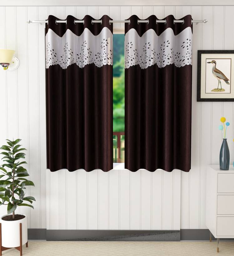 Tanishka Fabs 152 cm (5 ft) Polyester Window Curtain (Pack Of 2)