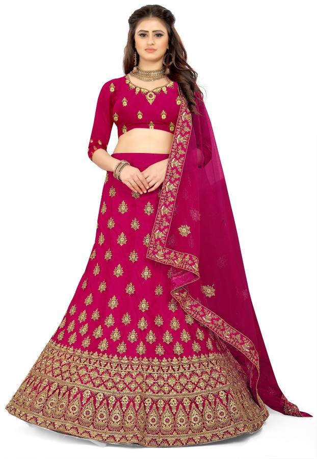 Embroidered, Embellished Semi Stitched Lehenga Choli Price in India