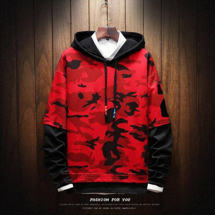 Printed Men Hooded Neck Red T-Shirt Price in India