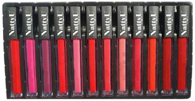 NattyU Beauty Waterproof Matte Lipsticks Set Of 12 - Long Lasting - 12 Different Shades Price in India