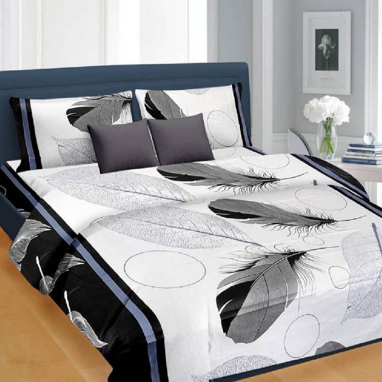 hmm 160 TC Cotton Double 3D Printed Bedsheet