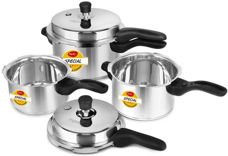 Pigeon Special Combi Pack 2 L, 3 L, 5 L Induction Bottom Pressure Cooker & Pressure Pan