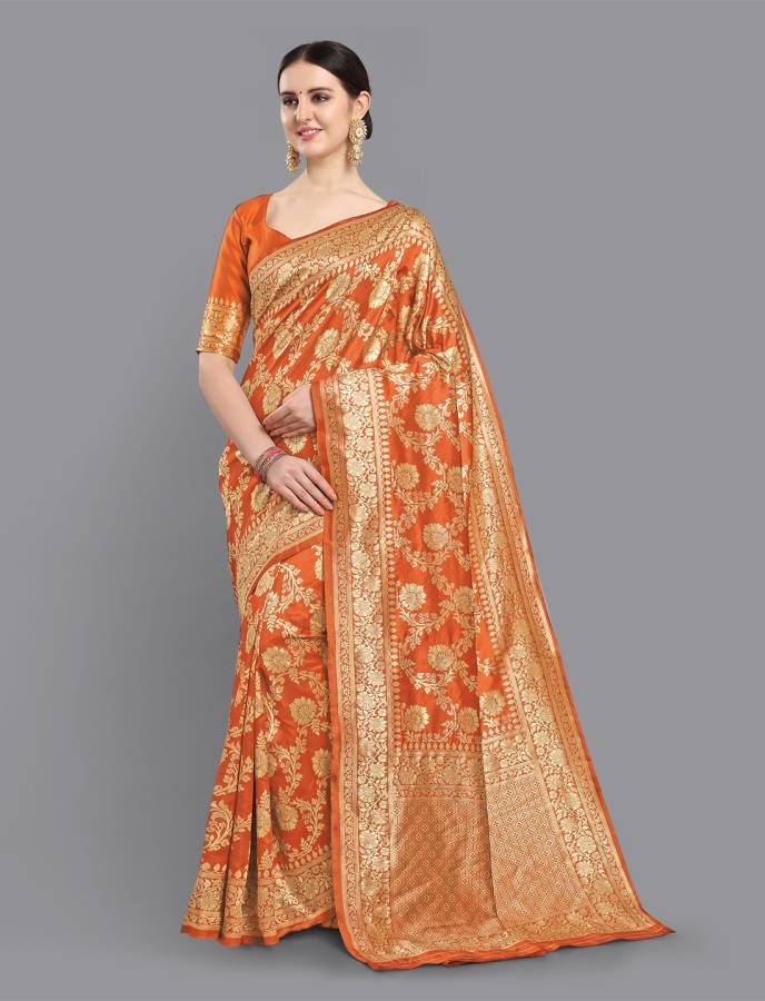 Woven Banarasi Silk Blend Saree Price in India