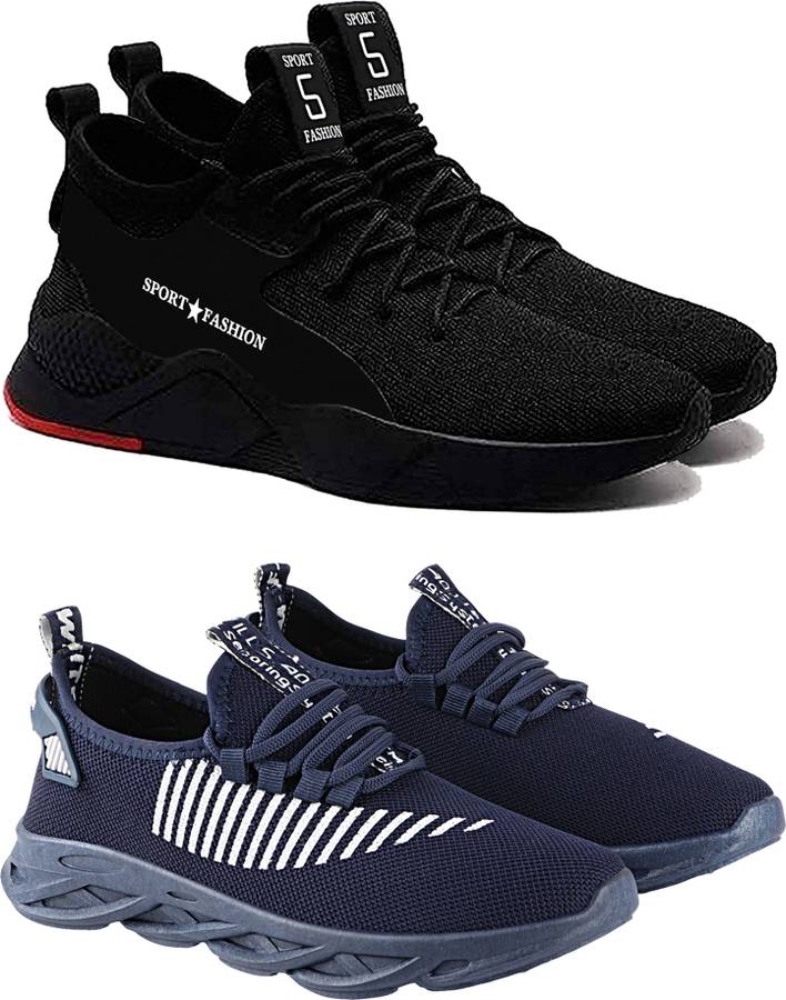 Lightweight & Stylish Pack of 02 Pair Shoes for Men Casual Sneakers Outdoor Shoes for Men Latest & Stylish Sports Shoe for Running Gym Cycling & Trekking Sneakers For Men Sneakers For Men