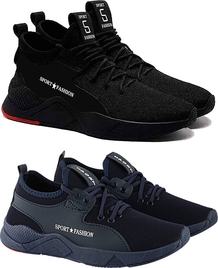 Super & Trendy Men's Pack of 02 Pair Shoes for Boys Casual Sneakers Outdoor Shoes for Boys Latest & Stylish Sports Shoe for Running Gym Cycling & Trekking Sneakers For Boys Sneakers For Men
