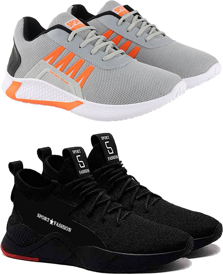 Perfect & Affordable Combo Pack of 02 Pairs Sneakers Outdoor Loafer Sports for Running Rock Climbing Gym Shoes Sneakers For Men