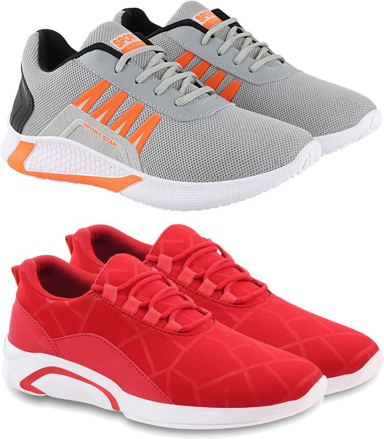 Perfect & Affordable Combo Pack of 02 Pairs Sneakers Outdoor Loafer Sports for Running Rock Climbing Gym Shoes Sneakers For Men (Black, Grey) Sneakers For Men