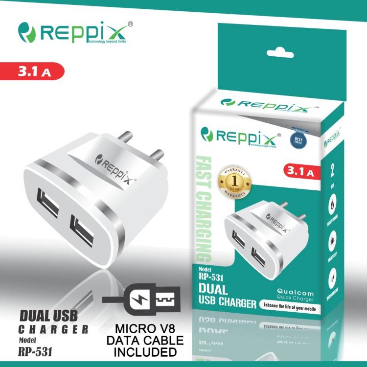 Reppix RP-531 Micro Usb 3.1 A Multiport Mobile Charger with Detachable Cable