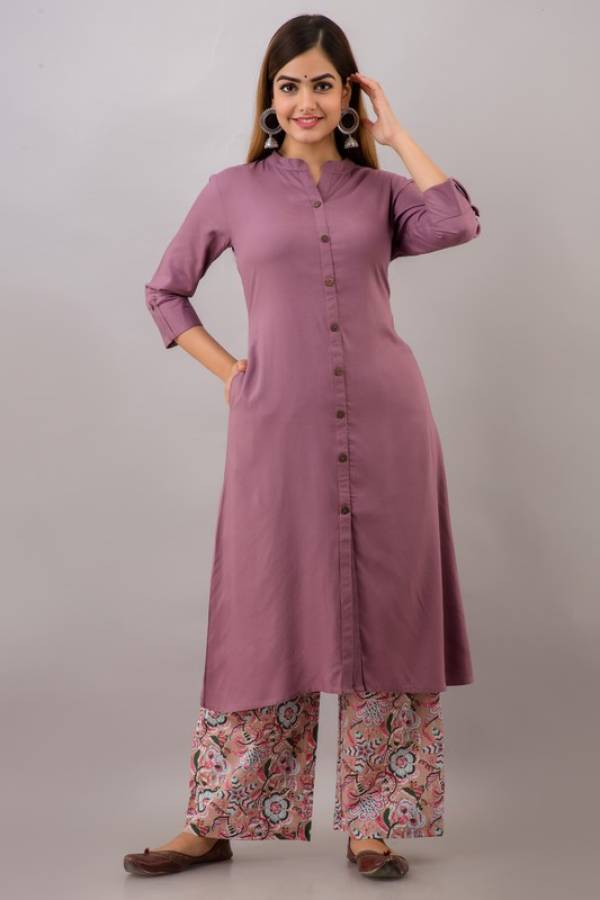 Women Solid Rayon A-line Kurta Price in India