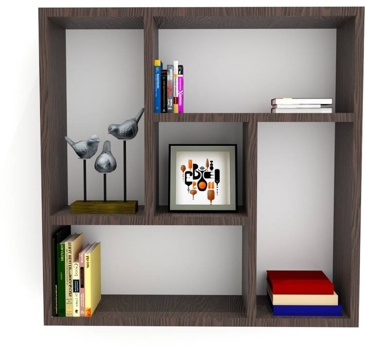 Furnifry Wooden Wall Mounted Floating Shelf/Decorative Wall Shelves/Space Saving & Durable Book Shelf for Home/Living Room & Office/Wall Display Book Case/Square Storage Unit (24.2x5.8x24.2 in) Particle Board Wall Shelf