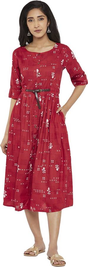 Women Gathered Red Dress