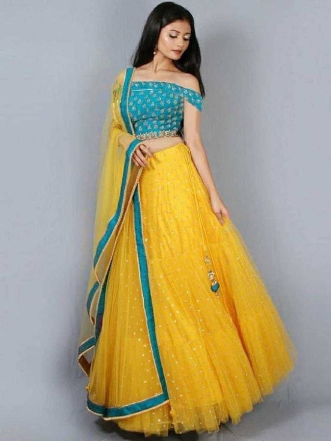 Net Semi Stitched Flared/A-line Gown