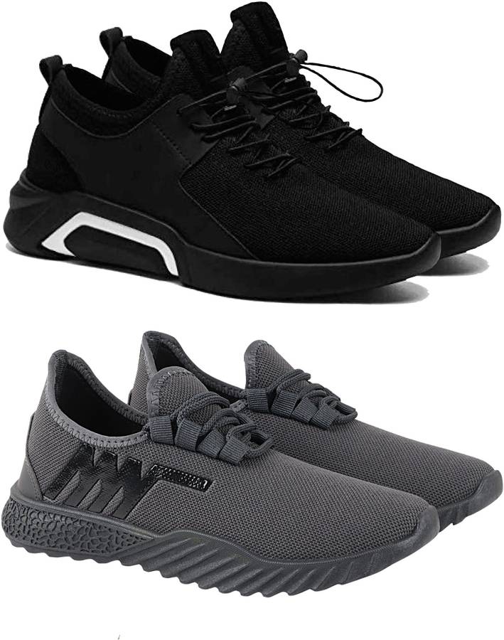 Men's Combo Pack of 02 Shoes for Men Casual Sneakers Outdoor Shoes for Men Sports Shoe for Running Gym Cycling & Trekking Sneakers For Men Sneakers For Men