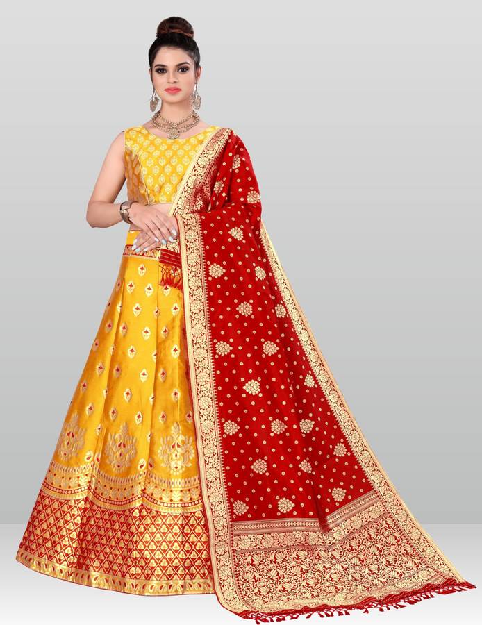 Self Design, Applique Semi Stitched Lehenga Choli