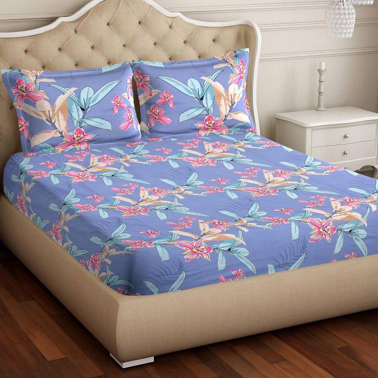 DIGITRENDZZ 300 TC Cotton Double King Printed Bedsheet