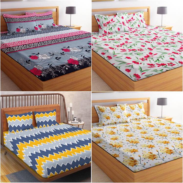 VAS COLLECTIONS 144 TC Cotton Double Printed Bedsheet