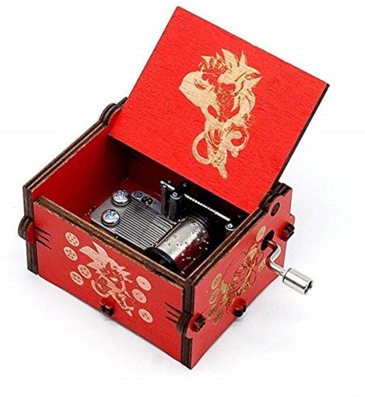 Fusked Wooden Dragon Ballz Music Box,Hand Crank Classic Antique Carved Wood Musical Boxes Birthday for Kids Children … (Wood) (Dragon Ballz)