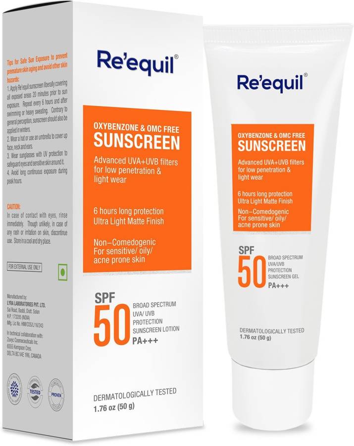 Re'equil Oxybenzone and OMC Free Sunscreen - SPF 50 PA+++ Price in India