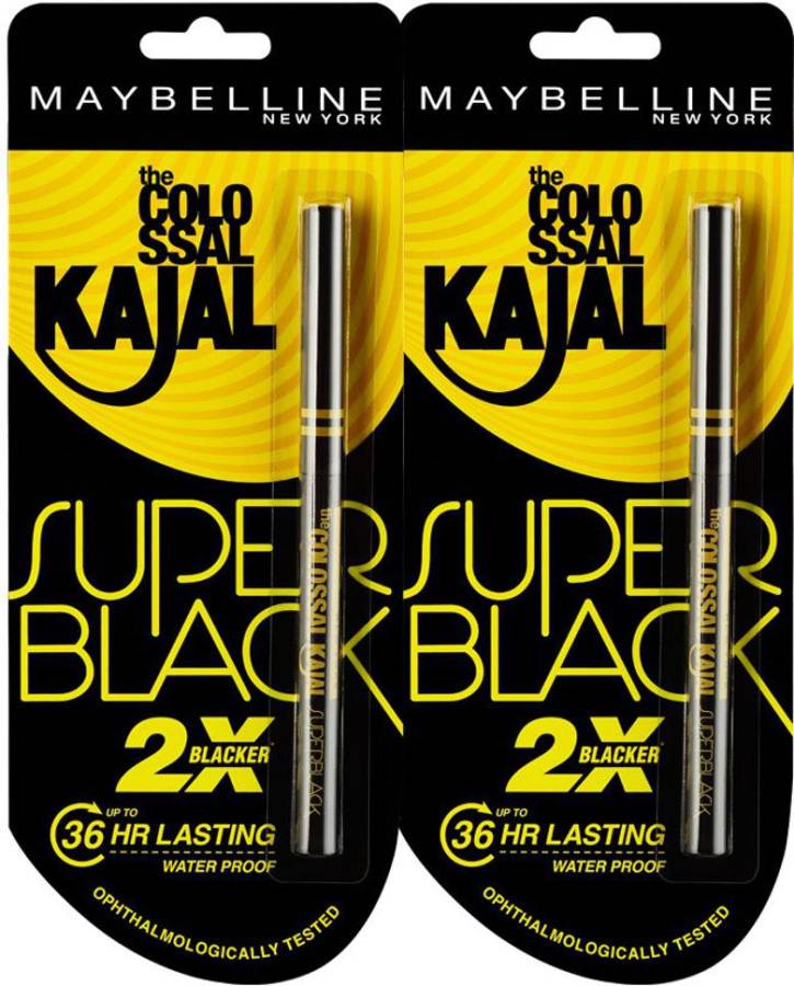 MAYBELLINE NEW YORK Super Black Kajal, 8.8 g (Pack of 2) Price in India