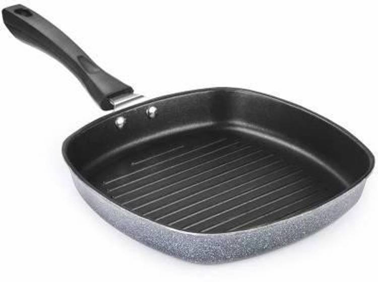 Flipkart SmartBuy Non Stick Grill Pan Aluminium Square Gas Stove Compatible Grill Pan 22 cm diameter