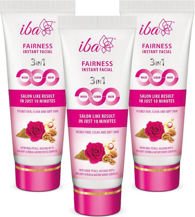 Iba Halal Care 3in1 Fairness Instant Facial Wash-Scrub-Mask (Pack of 3) Scrub Price in India